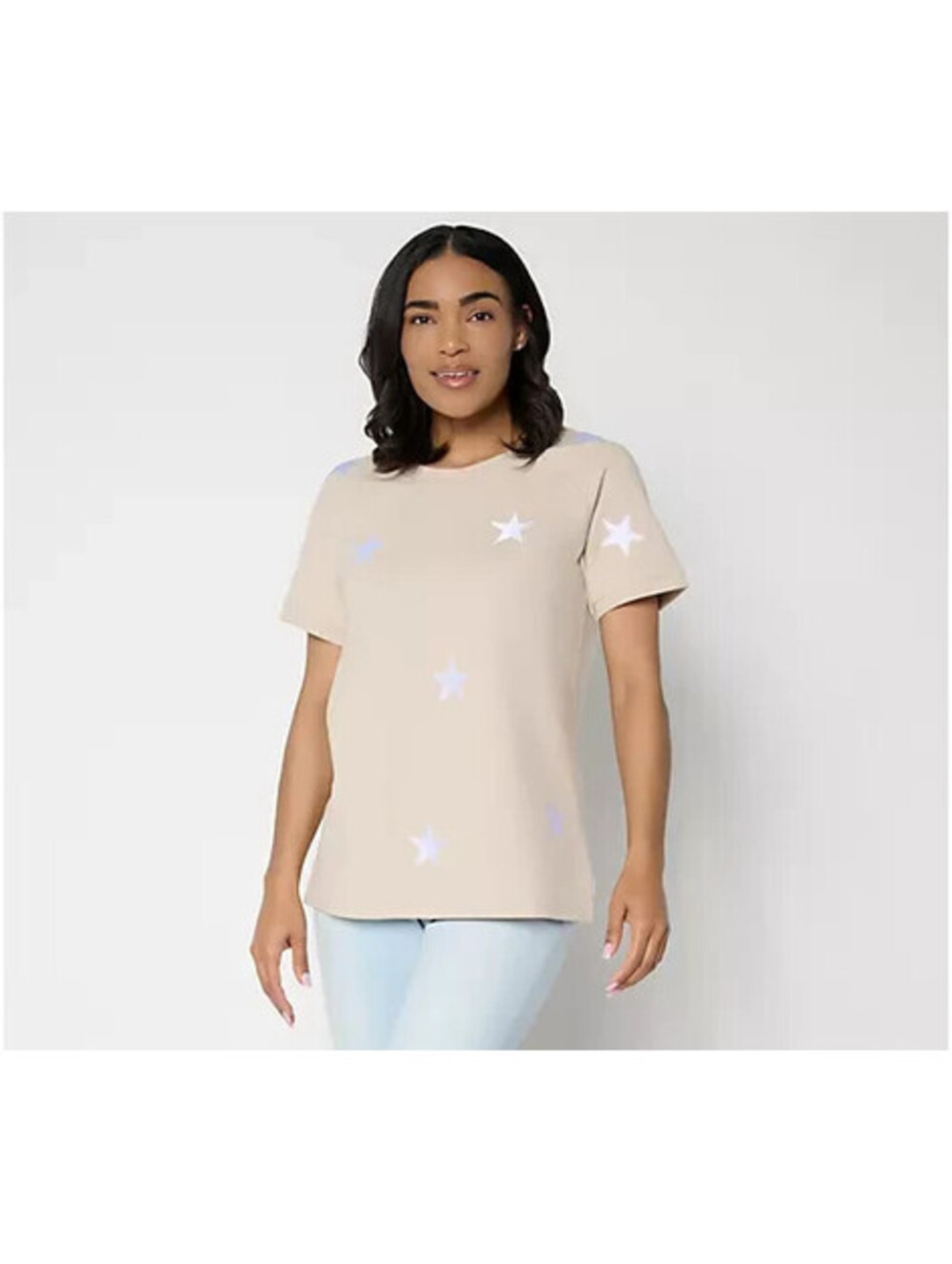 Liberty Belles by Kim Gravel French Terry Star Power Top Sand Dune, X-Large